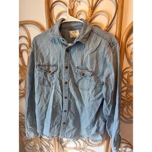 Billy Reid Womens Size M Light Blue Denim Shirt Long Sleeve Button Up Kelly Wash